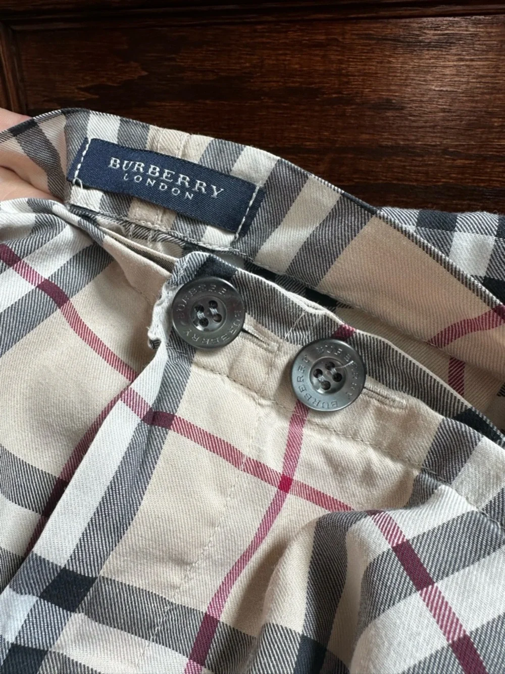 Beige Plaid Pajama Set - Classic Long Sleeve Top & Pants by BURBERRY XL - Picture 3 of 4